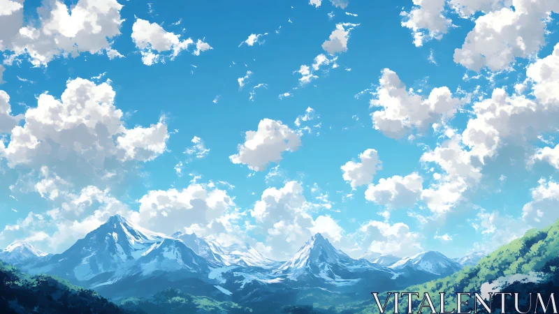 Cloud caravans drift above luminous alpine crownscape.