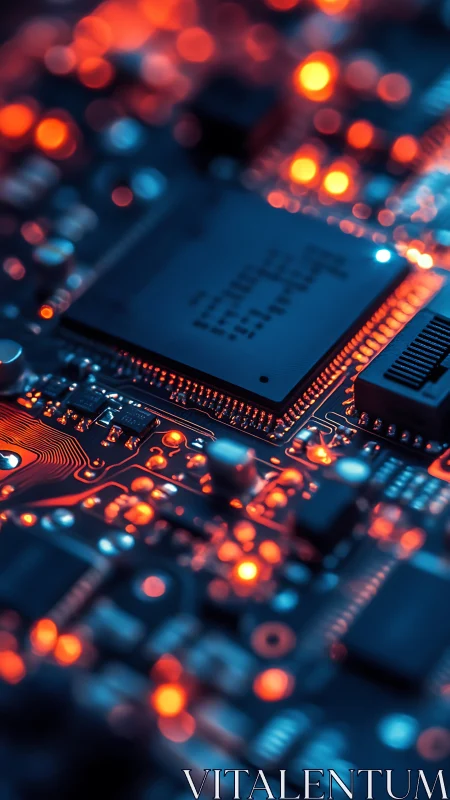 Neon-lit microchip city pulsing with molten circuitry glow.