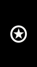 High-contrast centered white star emblem within circular field