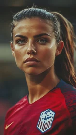 Confident soccer player ready to shine under stadium lights.