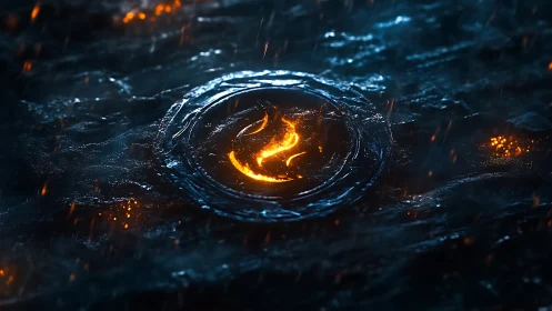 Dragon Eye Portal. Golden Flame Meets Crystalline Blue.