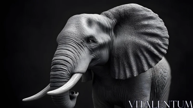 Majestic Elephant Portrait in Dramatic Black and White Photography.