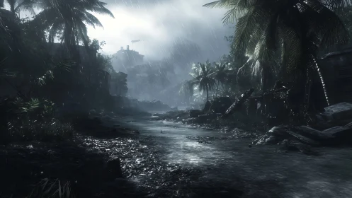 Tropical Citadel in Monsoon Downpour.