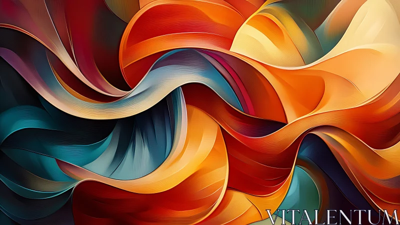 Radiant abstract ribbons flow in warm and cool waves.