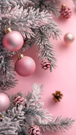 Sugar-frosted fir branches cradle dreamy blush baubles