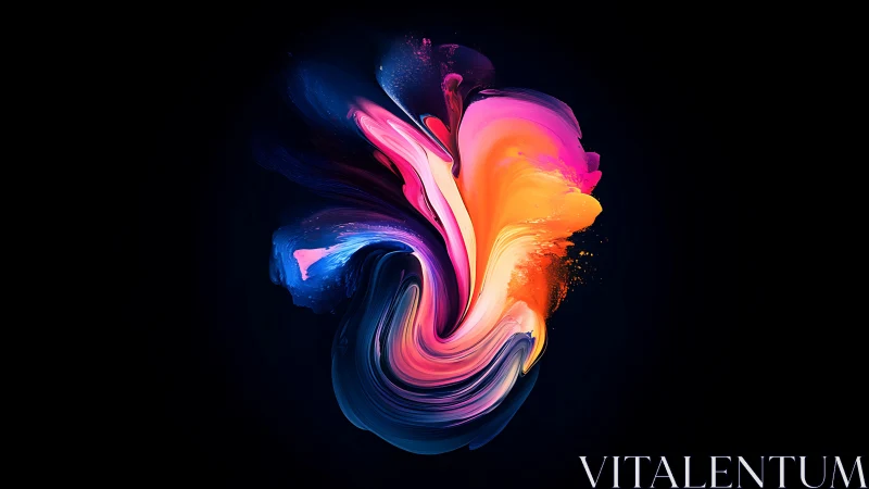 Vibrant color swirl glows warmly against deep midnight black