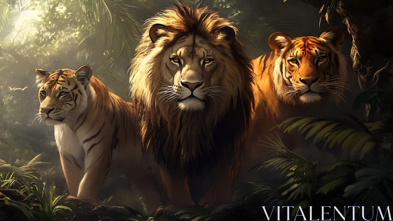 Majestic Big Cats in Golden Jungle Light.