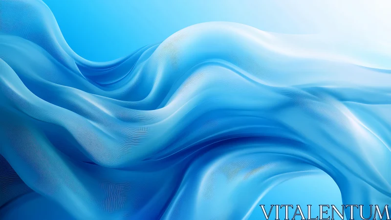 Flowing blue silk waves drift softly in luminous light