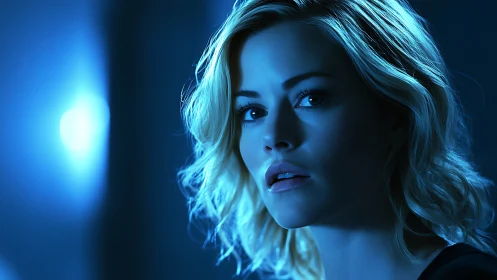 Cinematic blue portrait isolates a pensive woman in profile