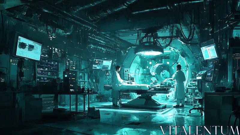 Warm glow of science in a futuristic research surgery lab.