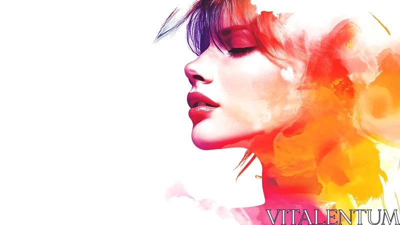 Softly glowing portrait in watercolor dreams of color.