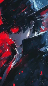 Crimson-eyed shadow rogue cuts across blue and burning night.