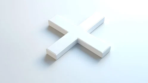 Minimalist 3D White Cross on Light Background, Modern Style.