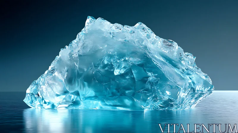 Glacier shard gleams like frozen glass on mirrored water.