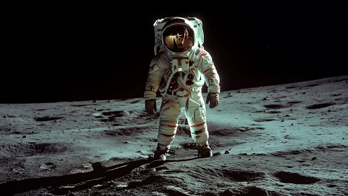 Moonlit loner astronaut soaking in quiet cosmic applause.