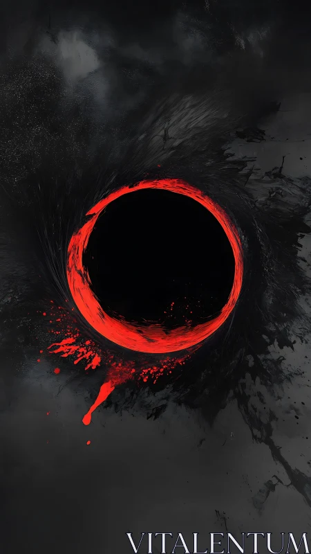 Red eclipse ring over dark abstract cosmic void.