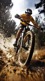 Gravel Grit: Mountain Biker Carves Through Dust Chaos.