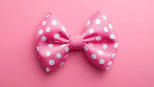 High key studio shot of pink polka dot grosgrain bow tie