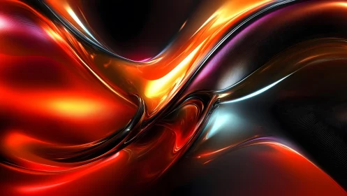 Vivid Abstract Liquid Waves in Red and Orange Digital Art Style.