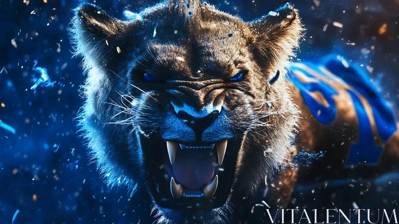 Feline Predator Portrait with Illuminated Effects