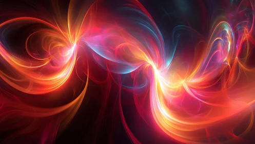 Luminous abstract energy ribbons curve through dark space