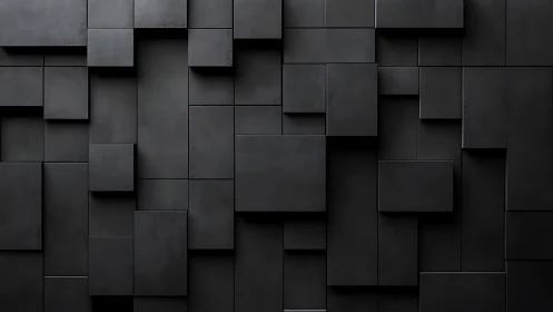 Midnight cubes quietly assemble a skyline of muted shadows