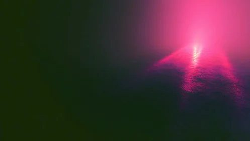 Neon tidepath into the unknown, glowing across dark water.