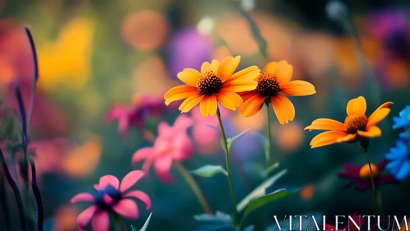 Vibrant Garden Flowers Dance in Warm Sunlight and Color