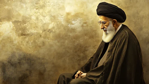 Elderly religious scholar in contemplative profile portrait.