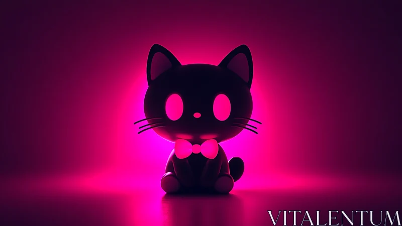 Stylized black cat figure under neon pink backlight glow.