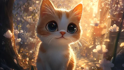 Luminous Whisker Dream: A Radiant Feline's Golden Hour.