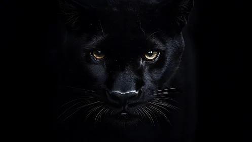 Mysterious Panther Emerges From Darkness, Eyes Gleaming.