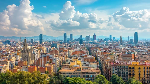 Dense Mediterranean city grid under mixed historic and modern skyline