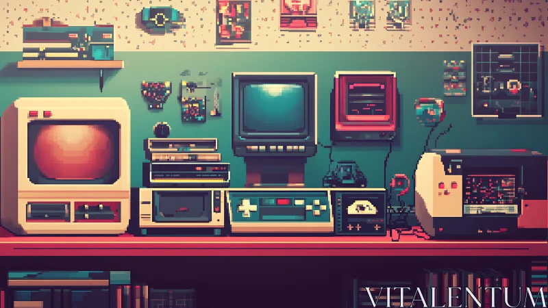 Retro computer lab glows with pixelated neon nostalgia.