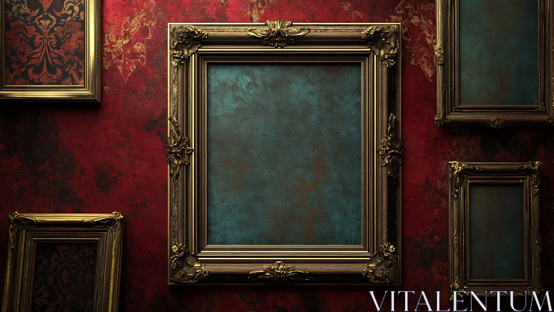 Empty gilded frames quietly rehearse their forgotten portraits