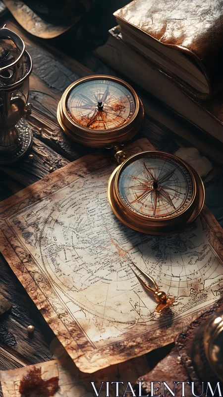 Old-world compasses and maps chart quiet voyages of wonder.
