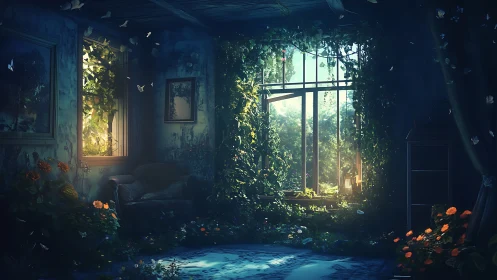 Sunlit secret room where wild garden and memories meet.
