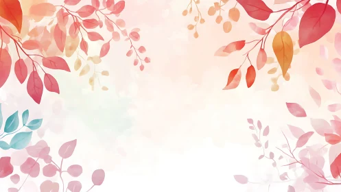 Soft autumn canopy of watercolor leaves in pastel air.