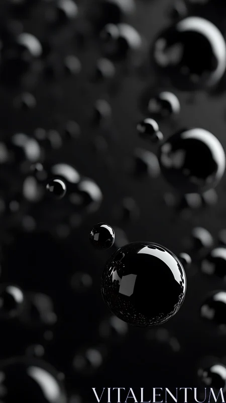 Gleaming black bubbles drifting softly through the dark.