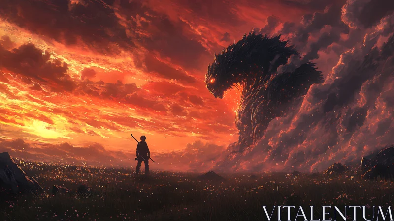 Sunset sky tears open as a monster of stormfire awakens