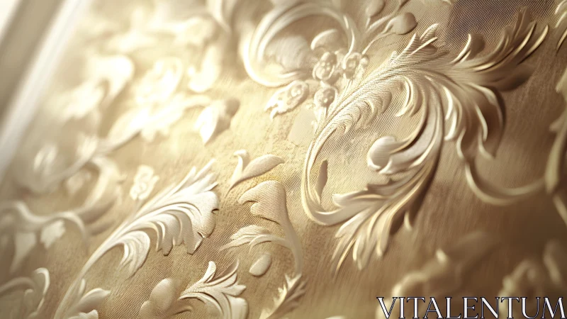 Elegant embossed gold floral wallpaper with classic ornate pattern. Elegant embossed gold floral wallpaper with classic ornate pattern.