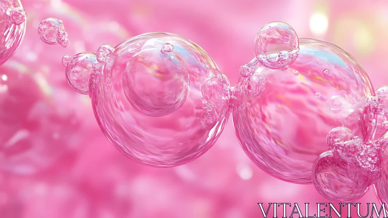 Transparent pink bubbles on soft defocused background.