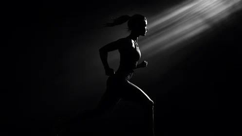 Runner in spotlight finding power in the shadows.