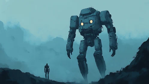Colossal fogwalker pauses to meet its lone human maker