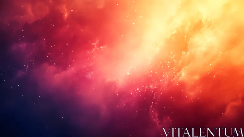 Abstract nebula field with red, orange and yellow gradients.