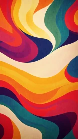 Colorful curved abstract waves in layered gradient bands.