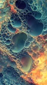Celestial bubble craters above a simmering fractal horizon.