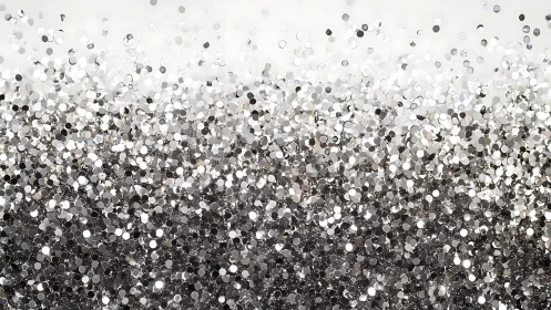 Silver bokeh glitter gradient renders dense reflective surface