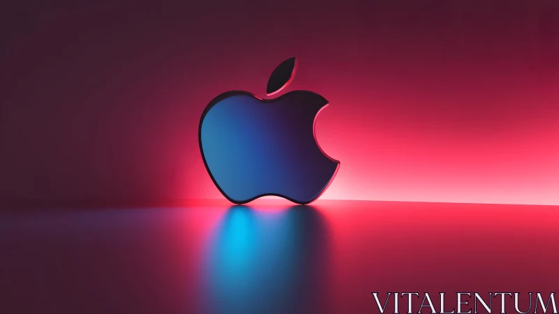 Apple logo with vibrant neon lighting in modern digital style.