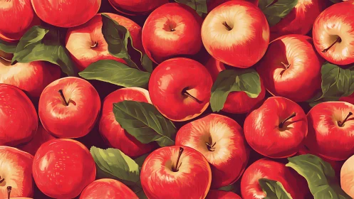 Crimson apple chorus with sunlit skins and leafy whispers.